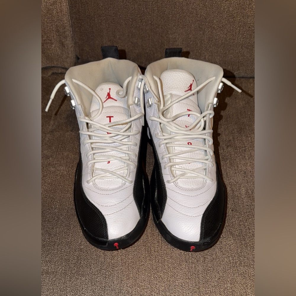 Air Jordan Retro 12 Taxi Flip Size 10 White/Black/Red Sneakers